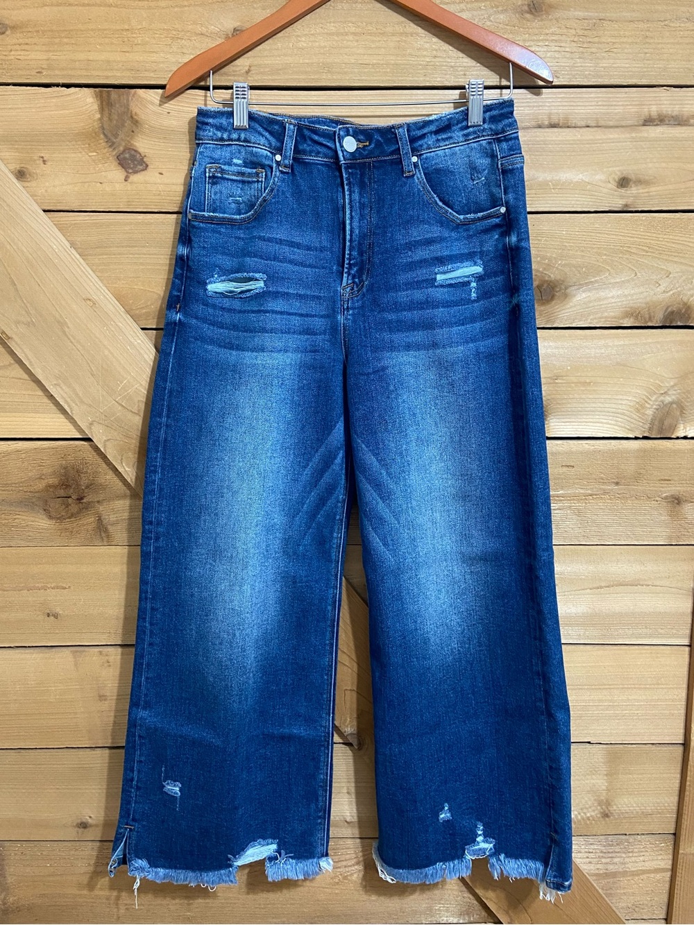 Risen Jeans Wide Leg Distressed Jeans